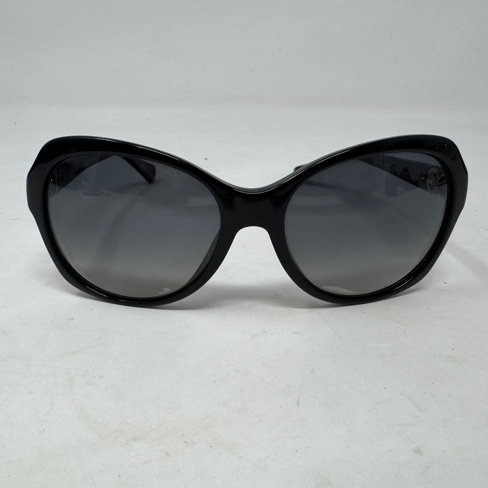 Dolce & Gabbana DG4163P Black Polarized Butterfly Sunglasses Silver Logo 501/T3